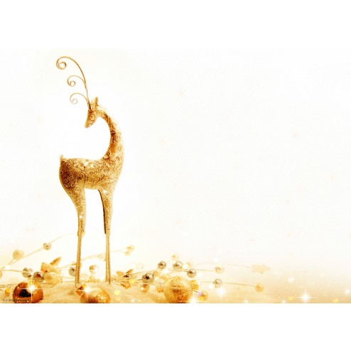 Goldener Hirsch mit Christbaumkugeln - Tischset aus Papier 44 x 32 com