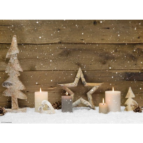 Weihnachtliches Arrangement aus Holz - Tischset aus Papier 44 x 32 cm