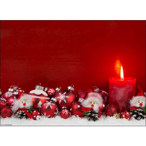Weihnachtliches Arrangement in rot-weiß - Tischset aus Papier 44 x 32 cm