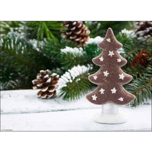 Weihnachtliches Motiv mit Tannenbäumchen und verschneiten Zweigen - Tischset aus Papier 44 x 32 cm