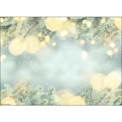 Weihnachtszweige mit glitzernder Beleuchtung in gelb - Tischset aus Papier 44 x 32 cm