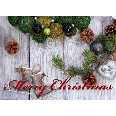 "Merry Christmas" Weihnachtsgesteck von oben - Tischset aus Papier 44 x 32 cm