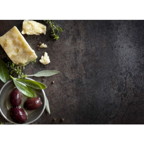 Parmesan, Kräuter und Oliven  - Tischset aus Papier 44 x 32 cm
