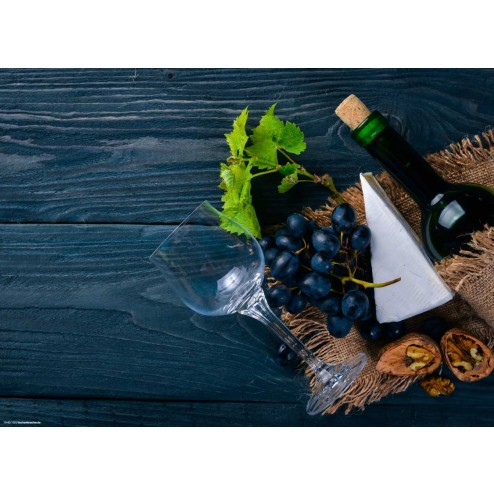 Weinarrangement mit Käse - Tischset aus Papier 44 x 32 cm