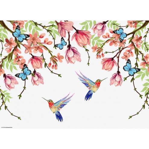 Kolibris gemalt - Tischset aus Papier 44 x 32 cm