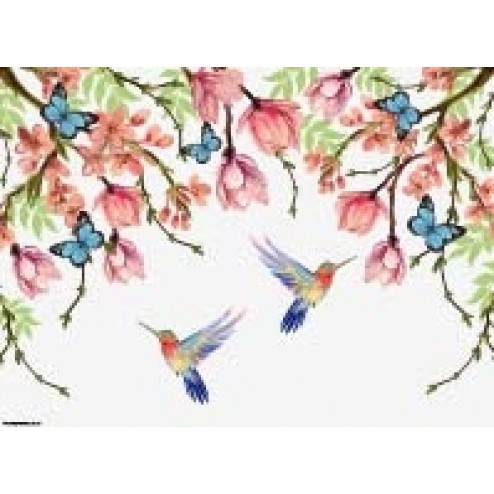 Kolibris gemalt - Tischset aus Papier 44 x 32 cm
