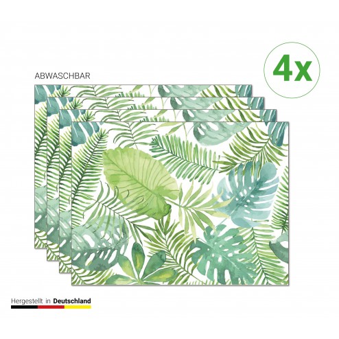Tropische grüne Palmenblätter - Tischsets aus Premium Vinyl (abwaschbar) - 4 Stück - 44 x 32 cm