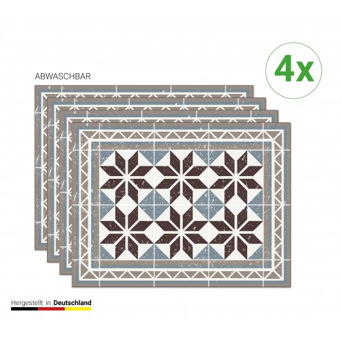 Blumen Mosaik - Tischsets aus Premium Vinyl (abwaschbar) - 4 Stück - 44 x 32 cm