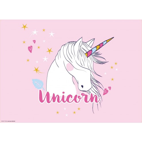 Unicorn für Kinder - Tischset aus Premium Vinyl (abwaschbar) – 1 Stück - 44 x 32 cm