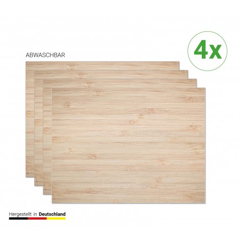Holzoptik hellbraun - Tischsets aus Premium Vinyl (abwaschbar) - 4 Stück - 44 x 32 cm