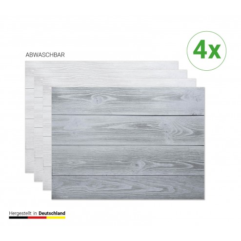 Graue Holzbretter Hintergrund - Tischsets aus Premium Vinyl (abwaschbar) - 4 Stück - 44 x 32 cm