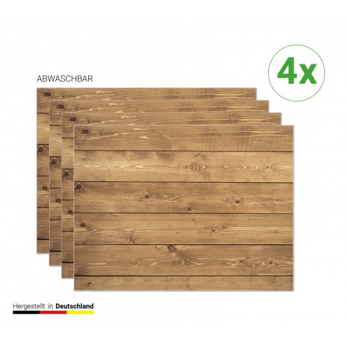 Holz - Tischsets aus Premium Vinyl (abwaschbar) - 4 Stück - 44 x 32 cm