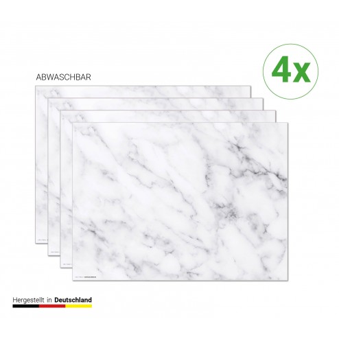 Prachtvoller Weißer Marmor - Tischsets aus Premium Vinyl (abwaschbar) - 4 Stück - 44 x 32 cm