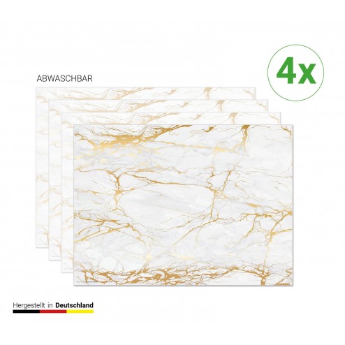 Weißer Marmor mit Goldadern - Tischsets aus Premium Vinyl (abwaschbar) - 4 Stück - 44 x 32 cm