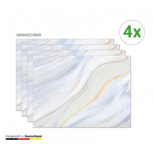 Cremefarbener Marmor - Tischsets aus Premium Vinyl (abwaschbar) - 4 Stück - 44 x 32 cm