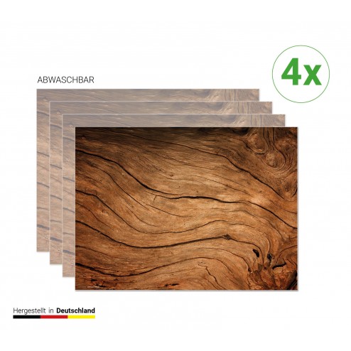 Rustikales Holz für Landhausromantik - Tischsets aus Premium Vinyl (abwaschbar) - 4 Stück - 44 x 32 cm