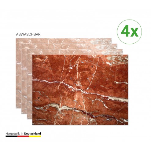 Roter Marmor - Tischsets aus Premium Vinyl (abwaschbar) - 4 Stück - 44 x 32 cm