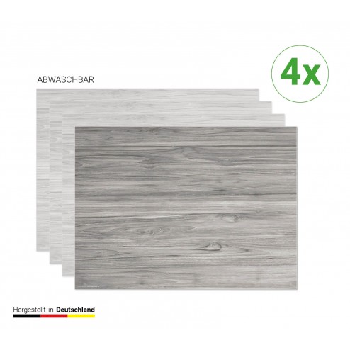 Graue Holzmaserung - Tischsets aus Premium Vinyl (abwaschbar) - 4 Stück - 44 x 32 cm