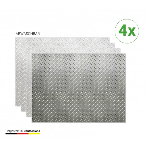 Stahlblech Riffel Muster - Tischsets aus Premium Vinyl (abwaschbar) - 4 Stück - 44 x 32 cm