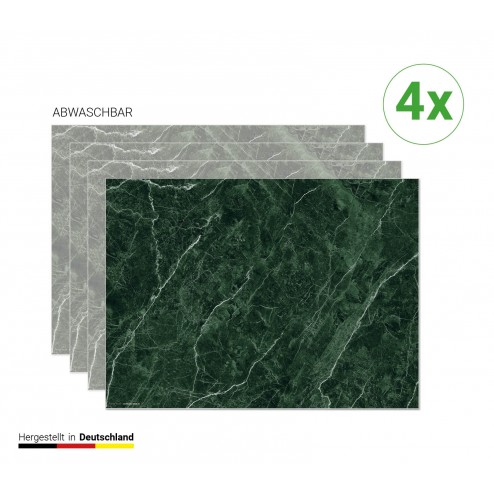 Edler Grüner Marmor - Tischsets aus Premium Vinyl (abwaschbar) - 4 Stück - 44 x 32 cm