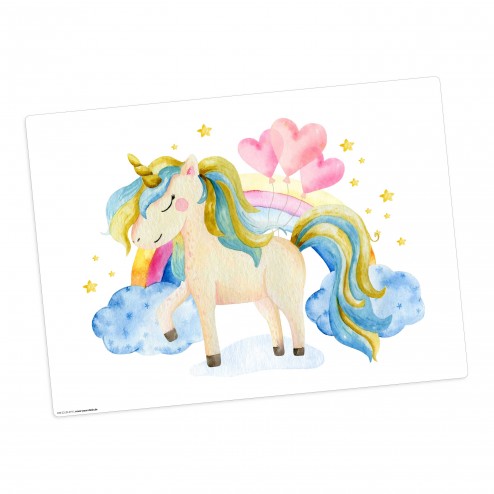 Einhorn in den Wolken – Tischset aus Premium Vinyl (abwaschbar) – 1 Stück – 44 x 32 cm