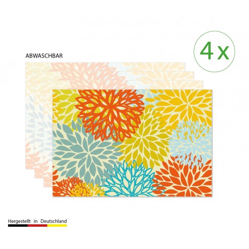 Bunter Löwenzahn - Tischsets aus Premium vinyl (abwaschbar) - 4 Stück - 44 x 32 cm