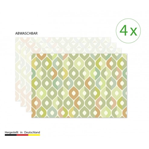 Muster in oliv-grün - Tischsets aus Premium vinyl (abwaschbar) - 4 Stück - 44 x 32 cm