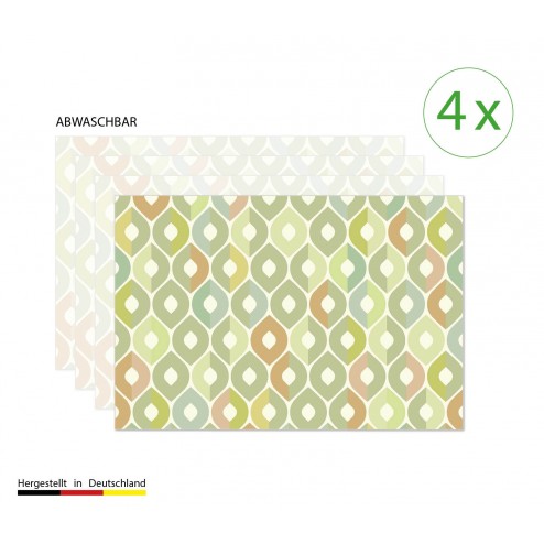 Muster in oliv-grün - Tischsets aus Premium vinyl (abwaschbar) - 4 Stück - 44 x 32 cm