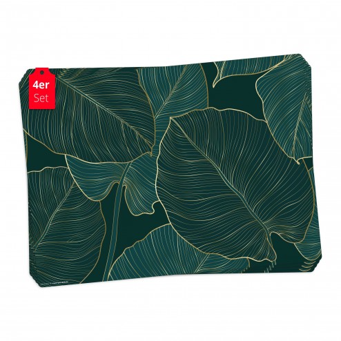 Tropische Blätter mit Goldadern - Tischsets aus Premium vinyl (abwaschbar) - 4 Stück - 44 x 32 cm