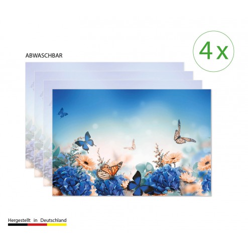 Frühlingswiese mit Schmetterling - Tischsets aus Premium vinyl (abwaschbar) - 4 Stück - 44 x 32 cm