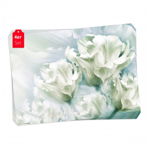 Romantische weiße Tulpen - Tischsets aus Premium vinyl (abwaschbar) - 4 Stück - 44 x 32 cm