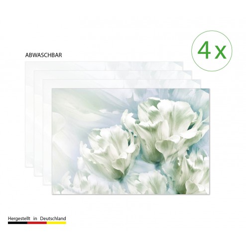 Romantische weiße Tulpen - Tischsets aus Premium vinyl (abwaschbar) - 4 Stück - 44 x 32 cm