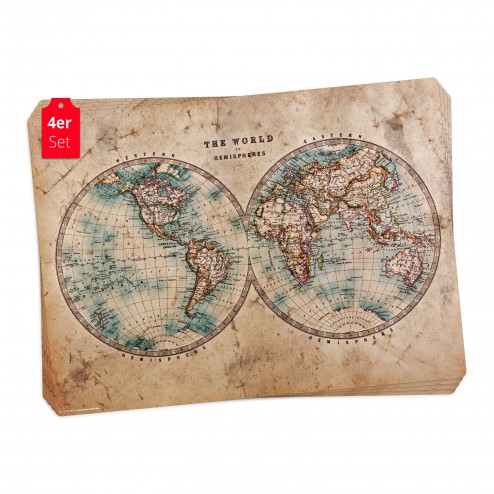 Historische Weltkarte - Tischsets aus Premium vinyl (abwaschbar) - 4 Stück - 44 x 32 cm