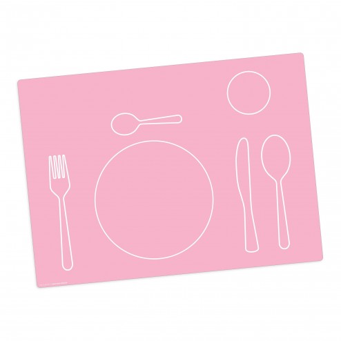 Montessori TIschset in rosa für Jungen und Mädchen – Tischset aus Premium Vinyl (abwaschbar) – 1 Stück – 44 x 32 cm