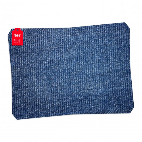 blauer Jeans Stoff – Tischsets aus Premium Vinyl (abwaschbar) – 4 Stück – 44 x 32 cm