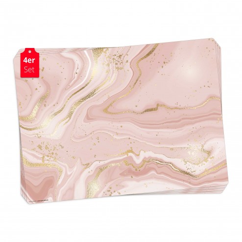 rosafarbener Marmor mit Goldadern – Tischsets aus Premium Vinyl (abwaschbar) – 4 Stück – 44 x 32 cm