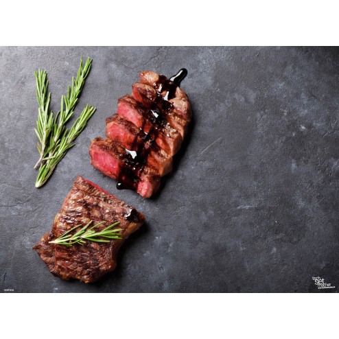 Tischset | Platzset - Steak halb aufgeschnitten - aus Papier - 44 x 32 cm