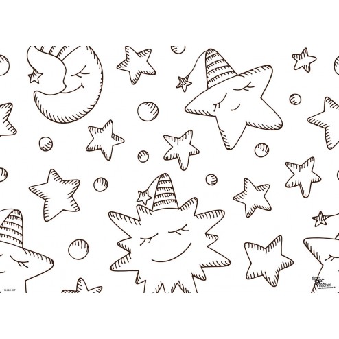 Tischset | Platzset - Mond & Sterne zum Ausmalen - aus Papier - 44 x 32 cm
