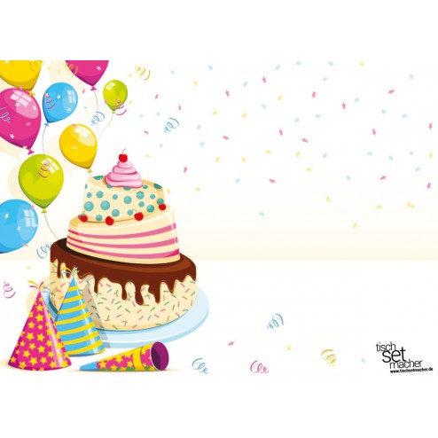 Tischsets | Platzsets - Kindergeburtstag "Torte mit Ballons" aus Papier - 44 x 32 cm