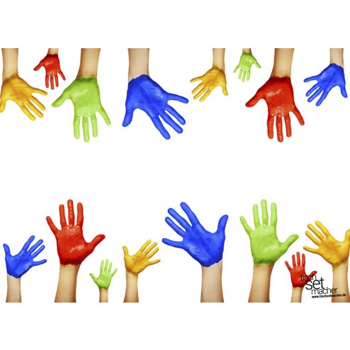 Tischsets | Platzsets - Kindergeburtstag "farbige Hände" aus Papier - 44 x 32 cm