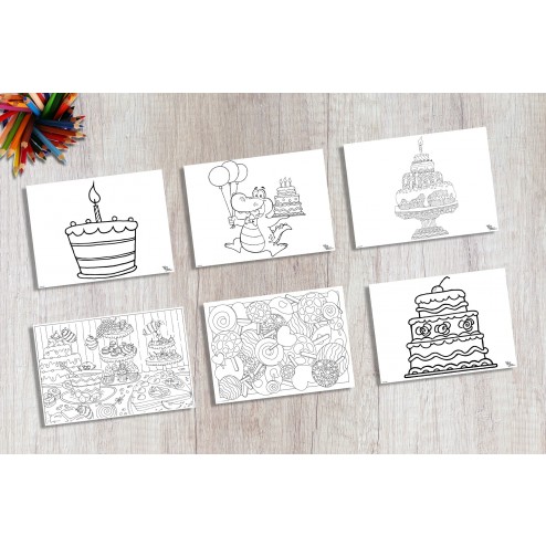 Tischsets | Platzsets - Malvorlage "Kindergeburtstag-Set" aus Papier - 44 x 32 cm