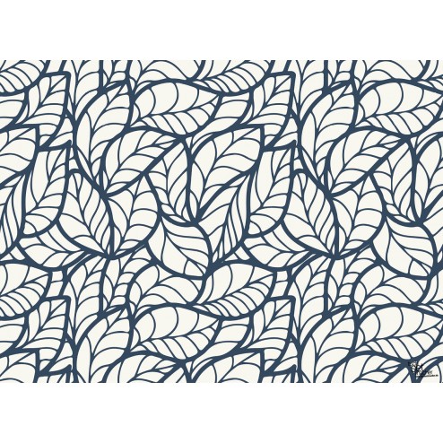 Tischsets | Platzsets - Muster "dunkelblaue Blätterränder" aus Papier - 44 x 32 cm