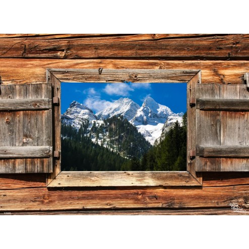Tischsets | Platzsets - Snow "Berghütte mit Alpenpanorama" aus Papier - 44 x 32 cm