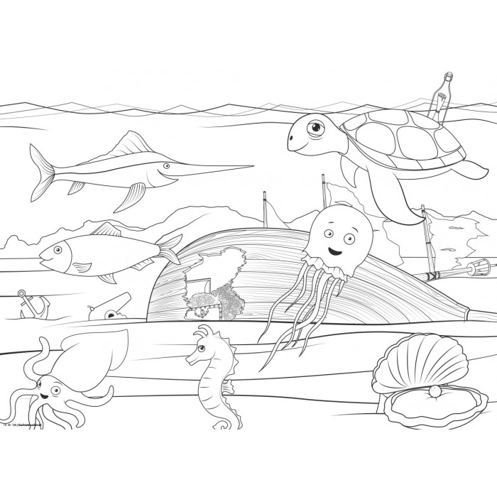 Tischsets | Platzsets - Malvorlage "MEERESBEWOHNER-SET" aus Papier