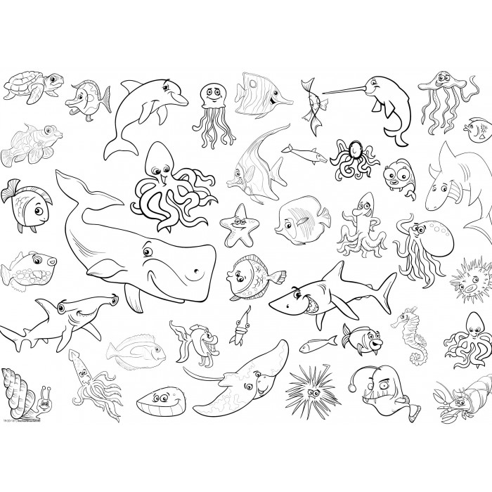 Tischsets | Platzsets - Malvorlage "MEERESBEWOHNER-SET" aus Papier