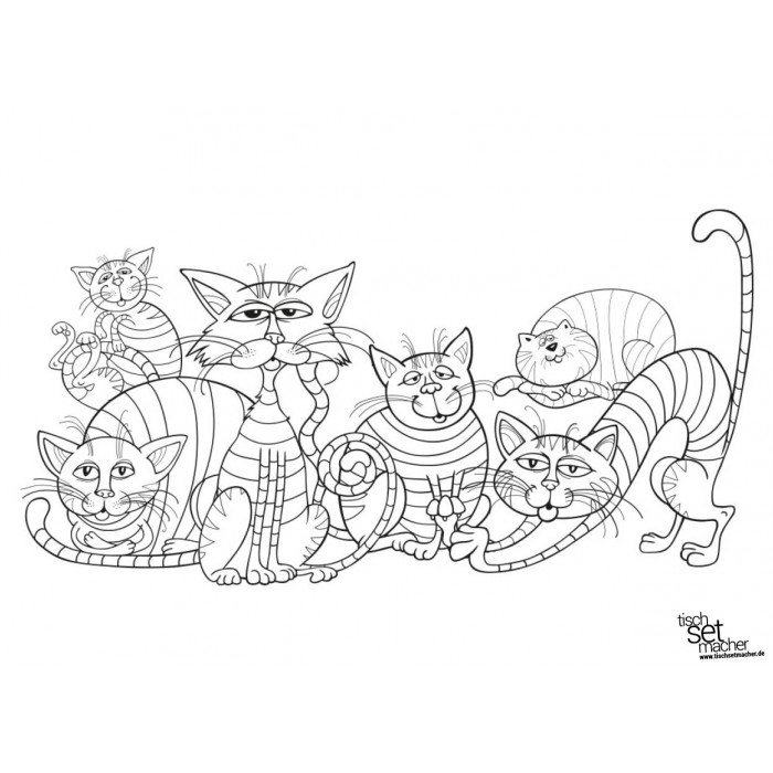 Tischsets Platzsets Malvorlagen &quot;Katzentreff&quot; aus
