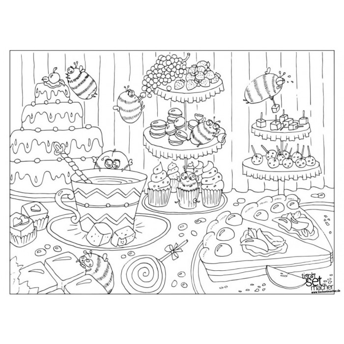 Tischsets Platzsets Malvorlagen &quot;Geburtstagstisch&quot; aus