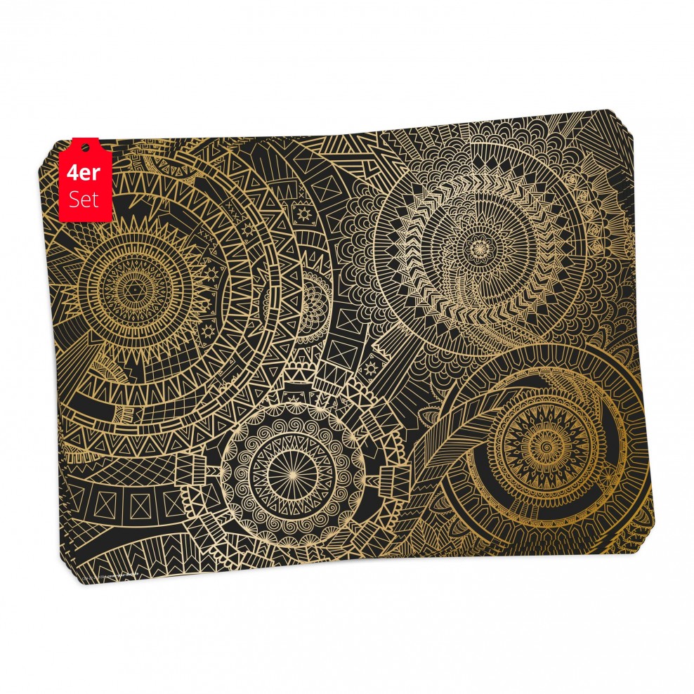 tischset-vinyl-mandala-gold-schwarz-tischsetmacher-de