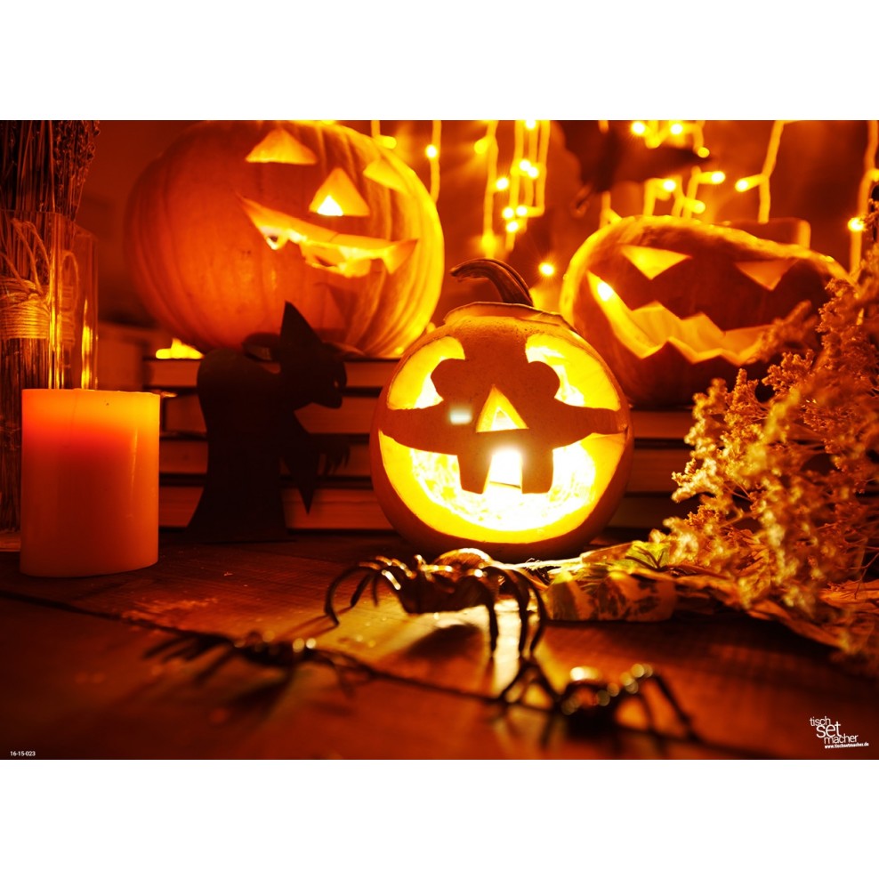 Khevga Halloween Kürbis LED - Leuchtender Deko-Kürbis 29x33cm Polyresin