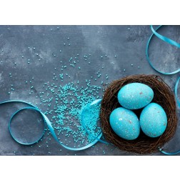 Osternest mit blau gefärbten Eiern 2 - Tischset aus Papier 44 x 32 cm